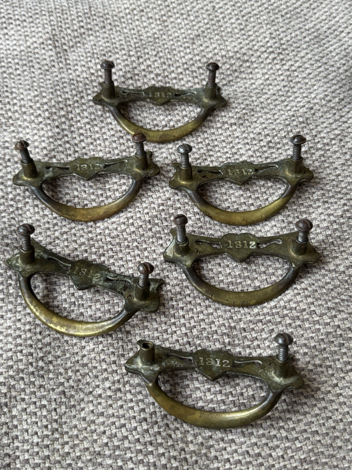 Lot of 9 Antique Dresser Drawer Pulls Handles Brass Bronze & Bronze Tone “1812”