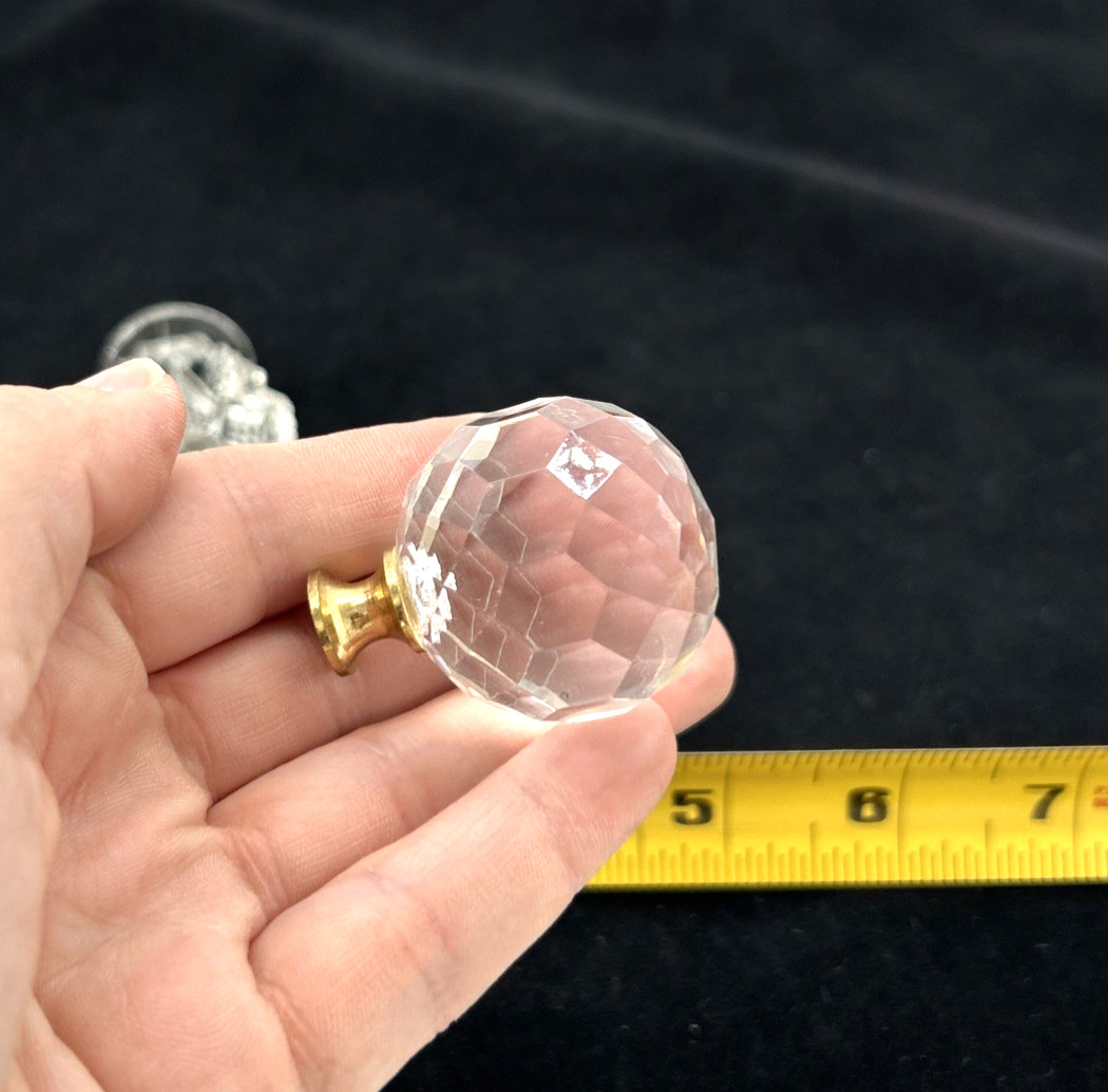 6 Vintage Clear Glass Drawer Cabinet Knob Flower Design Furniture Hardware Pull