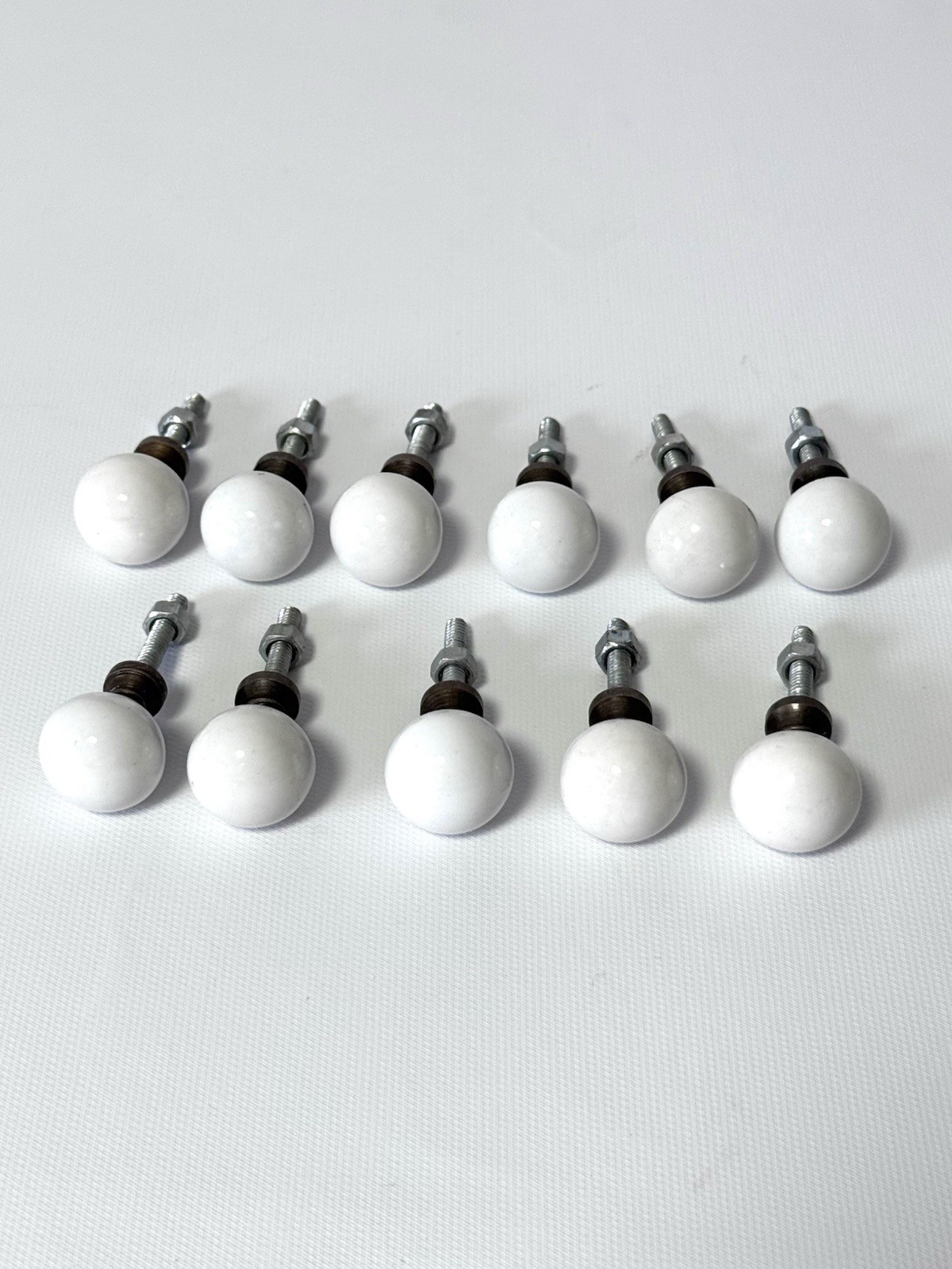 11 Mid Century 3/4” Drexel Declaration Style Porcelain Brass Ball Drawer Knob
