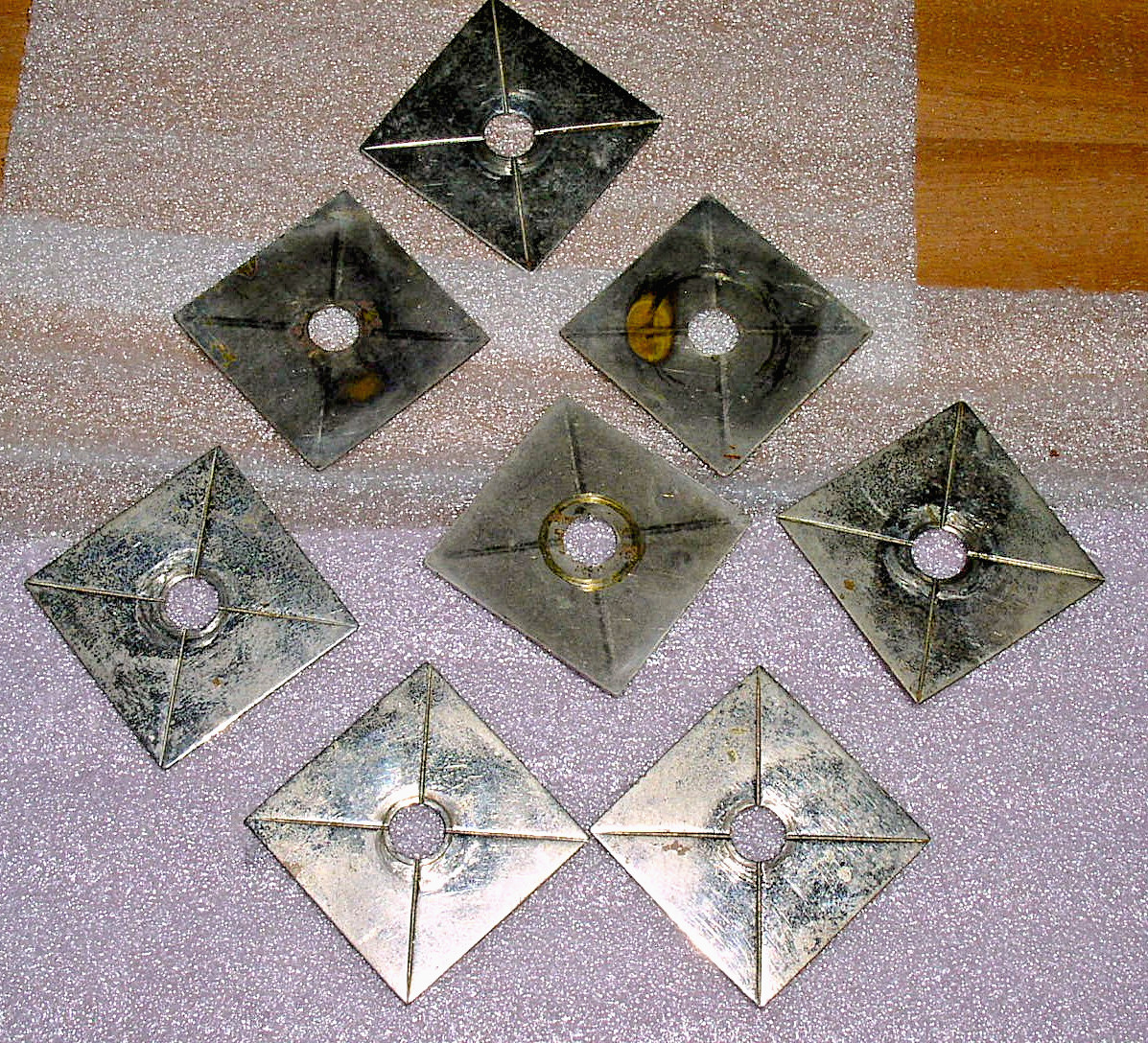 Eastlake Period Back Plates Furniture Hardware Nickel over Brass 1″sq QTY (8)
