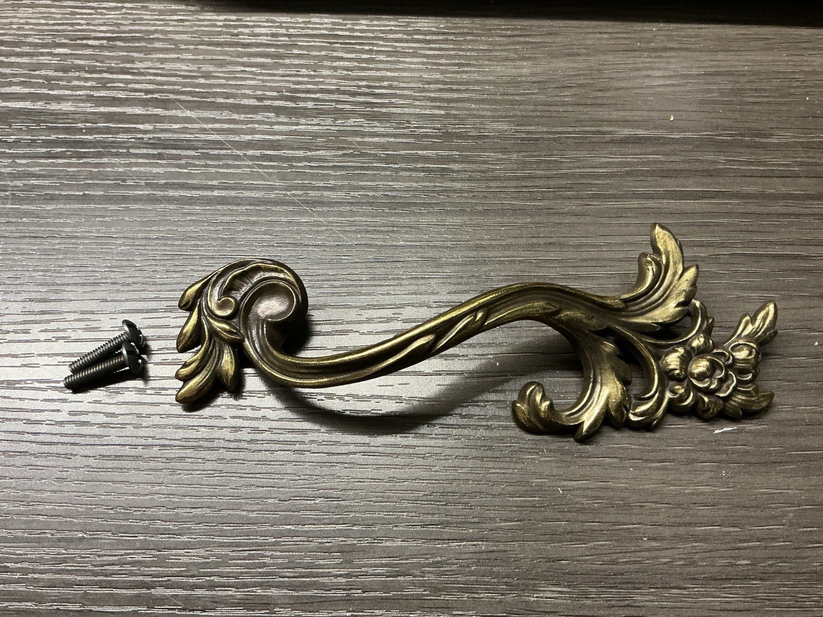 1 Vintage Keeler French Provincial Drawer Handle Pull Brass Leaf Cabinet (168