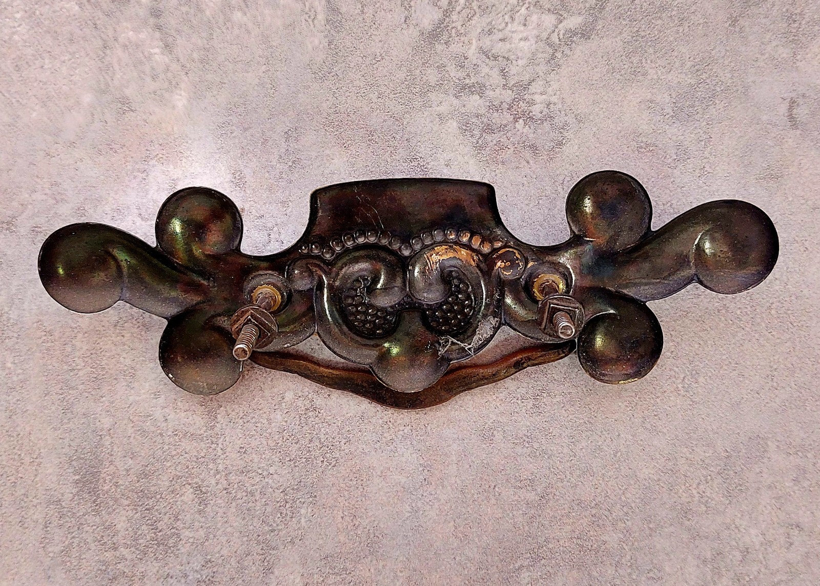 Antique Stamped Brass Drawer Pulls 3″ Bore Extremely Rare France Gold c1880