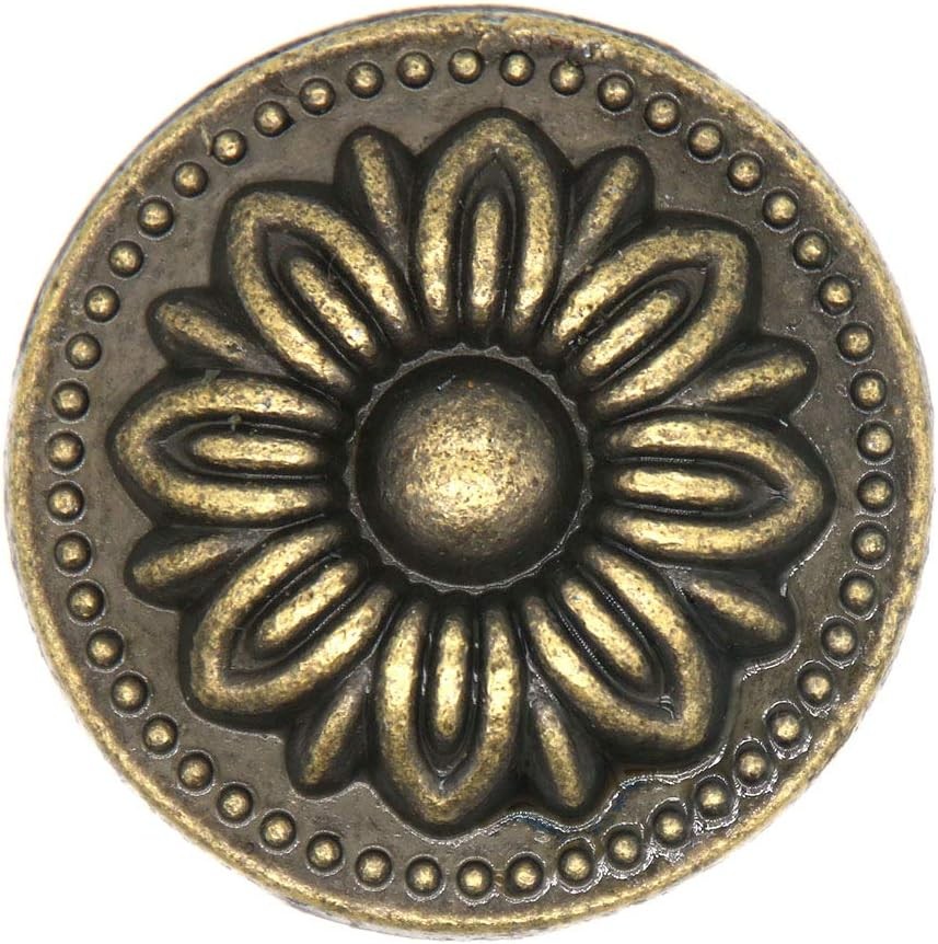 8 PCs Vintage Antique Brass Knobs Handles Pulls with Flower Pattern for Cabinet