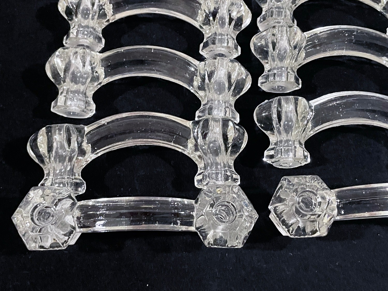 Group of 17 Vintage CLEAR CRYSTAL GLASS DRAWER PULLS