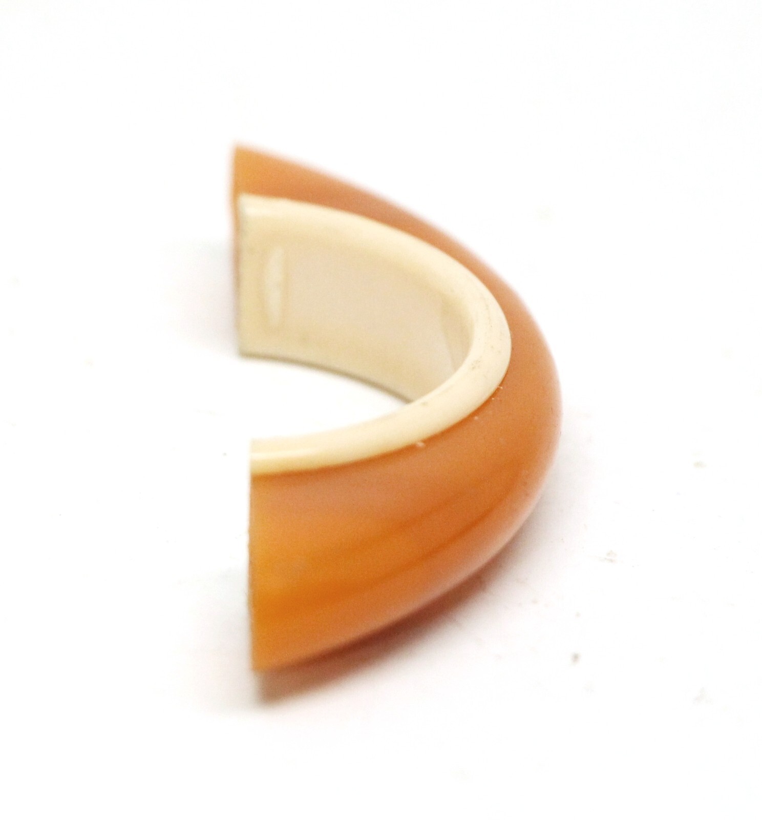 Vintage 3 in. Mid Century Orange & White Plastic Bridge Pull