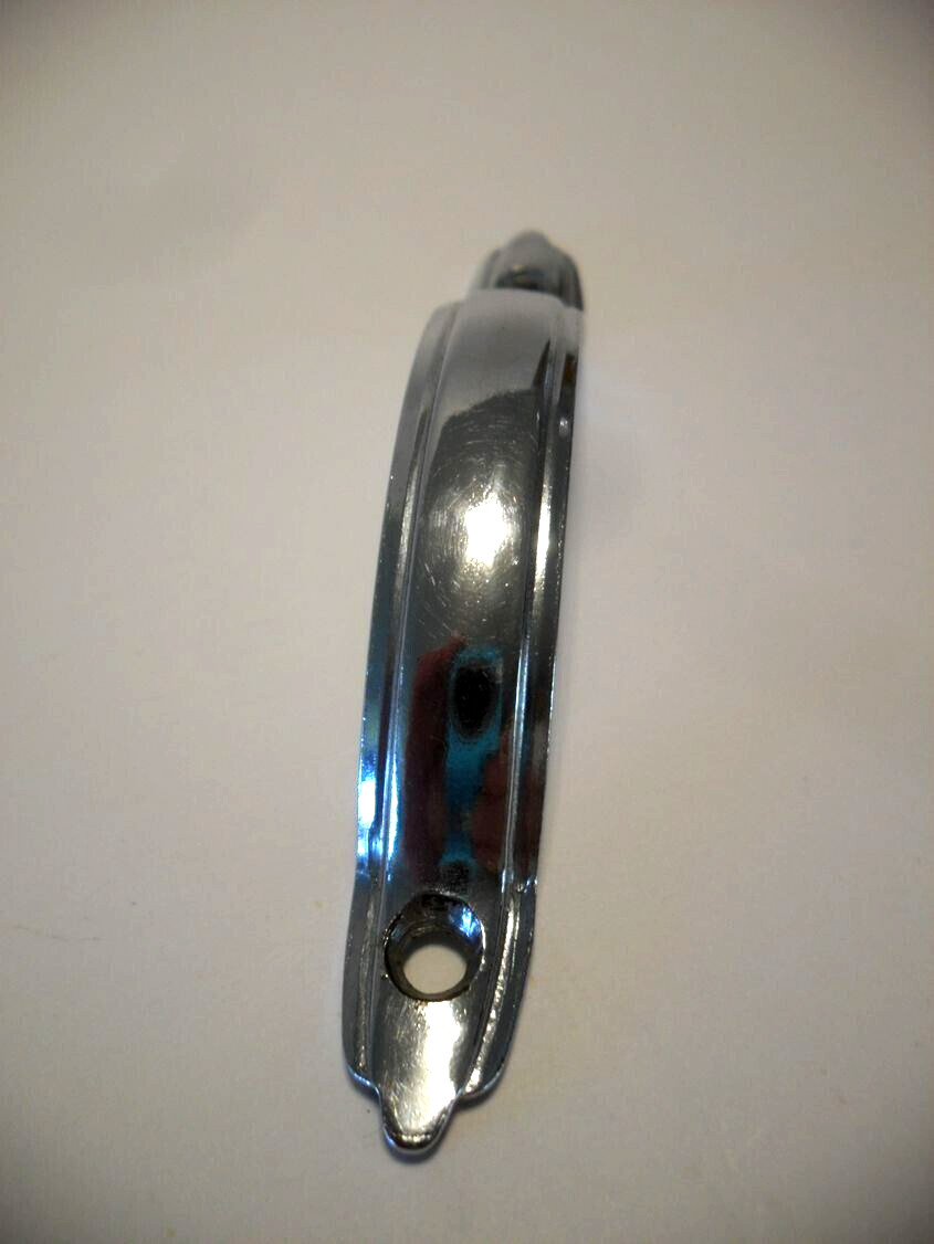 Vintage Chrome Drawer Strap Pull Cabinet Door Handle Raised Face Pointed Ends