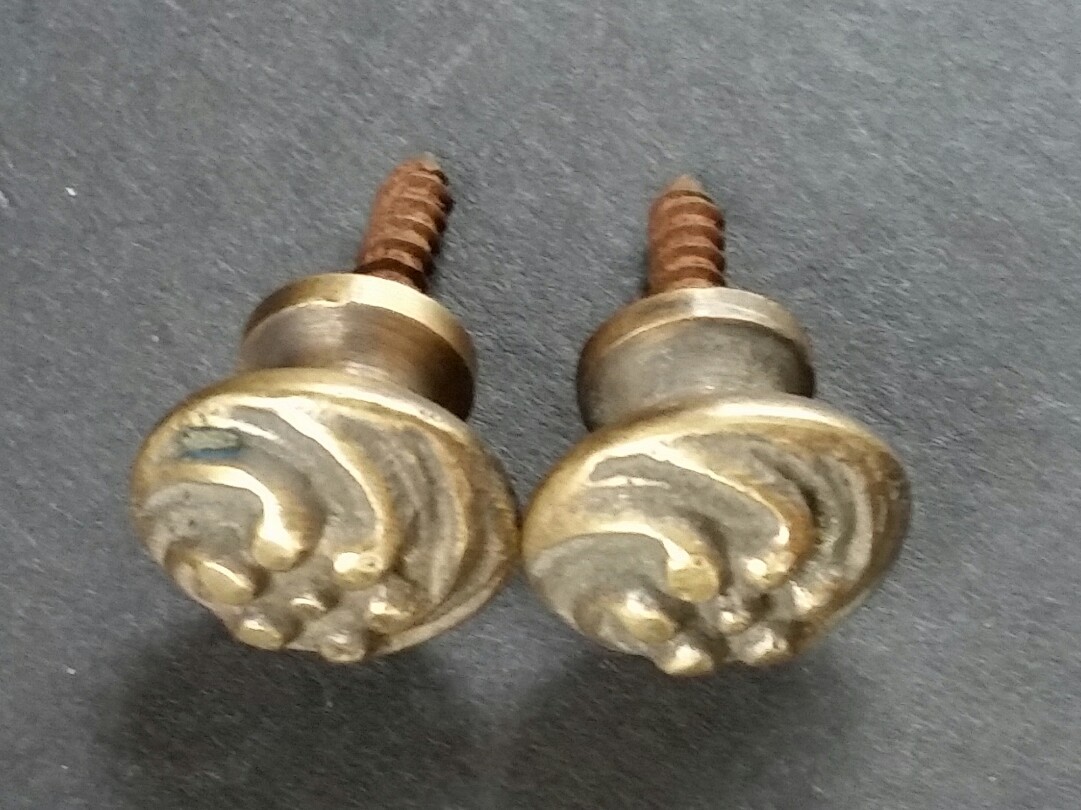 Pair (2) Sm.solid Brass Floral Stacking Barrister Bookcase 5/8″ Knobs Pulls #K14