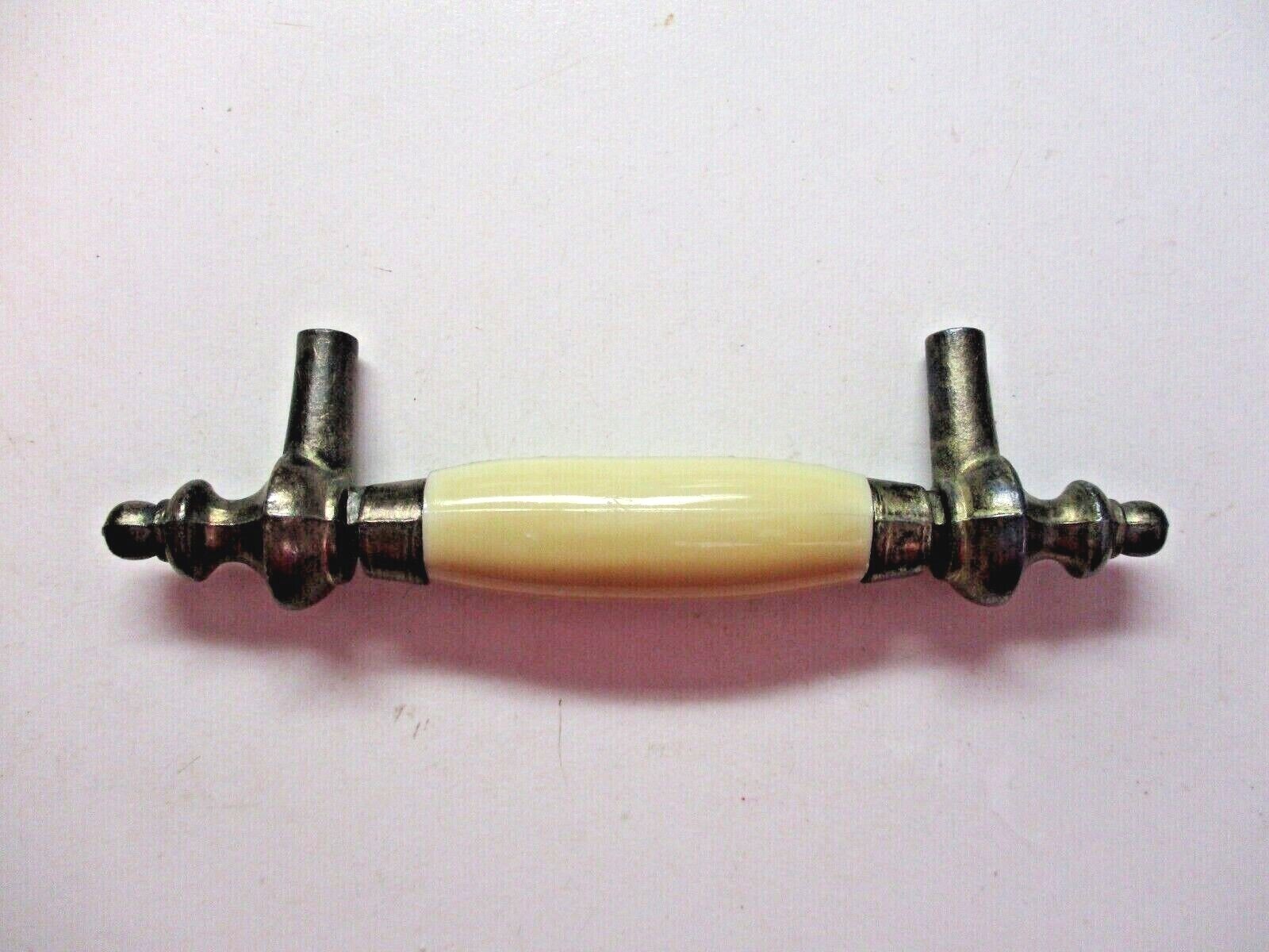 Drawer Pull Handle 1960s Dark Aged Brass Steeple Tips 3″ Centers Taiwan 1 Vtg