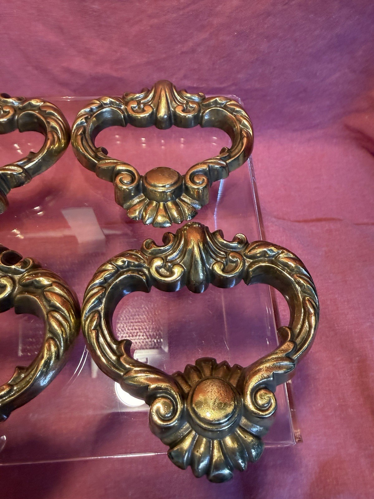 6 VTG Antique Drop Handles Cabinet Drawer Pulls Door Dresser Brass Hardware (96)