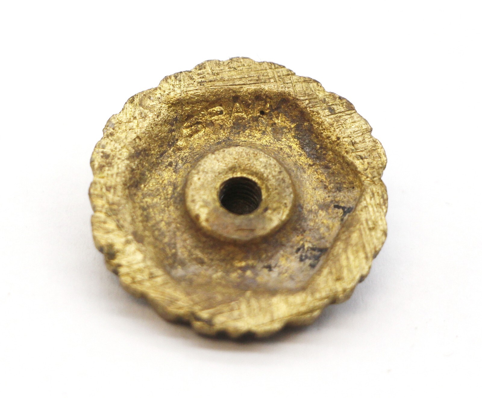 Pair of Vintage 1 in. Hexagon Scalloped Brass Cabinet Drawer Knobs