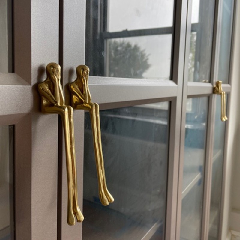 Little Golden Man Cabinet Handles Metal Drawer Pulls for Kitchen Furniture