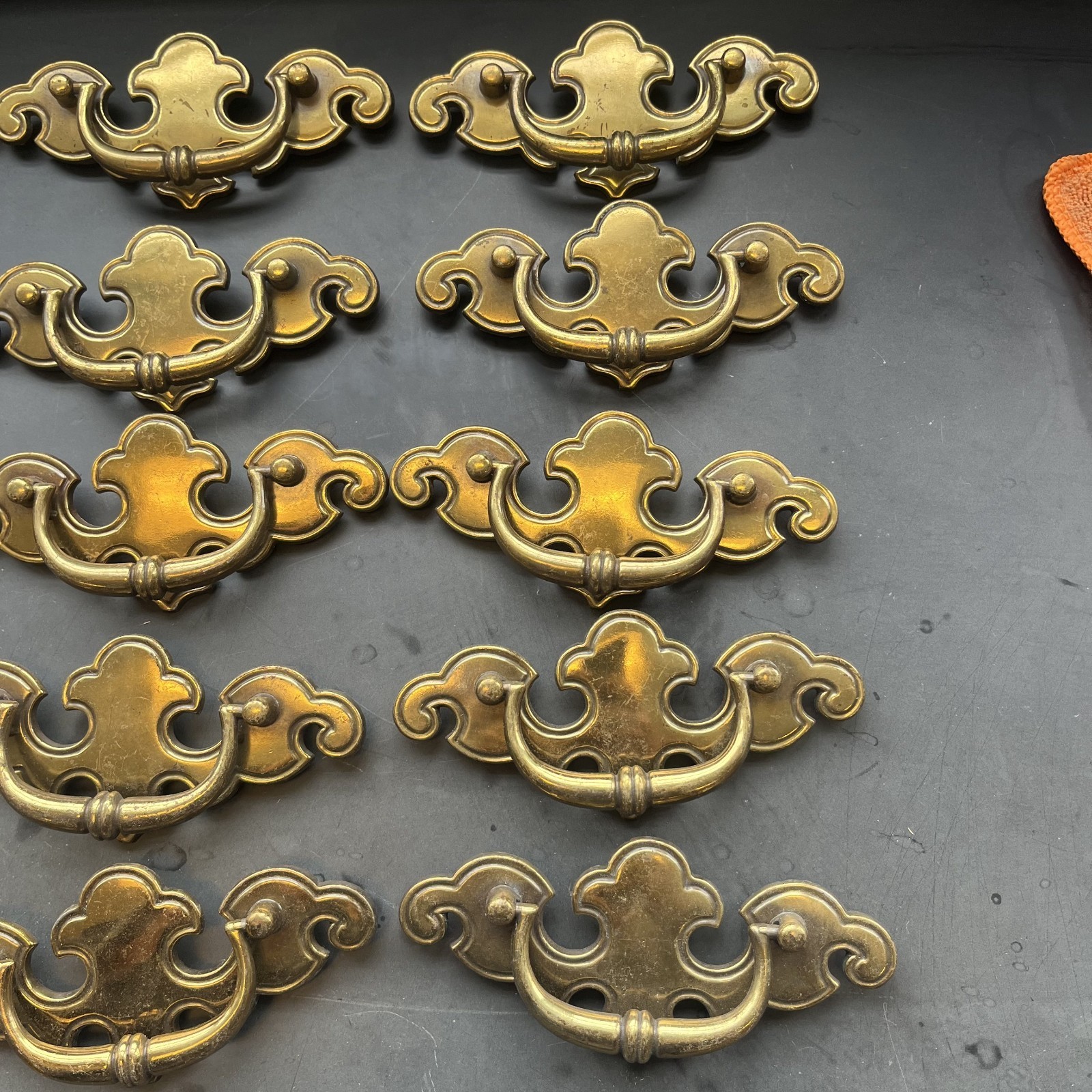 Set of 25 Vintage Brass Chippendale Batwing Drawer Pulls Bail Handles Salvaged