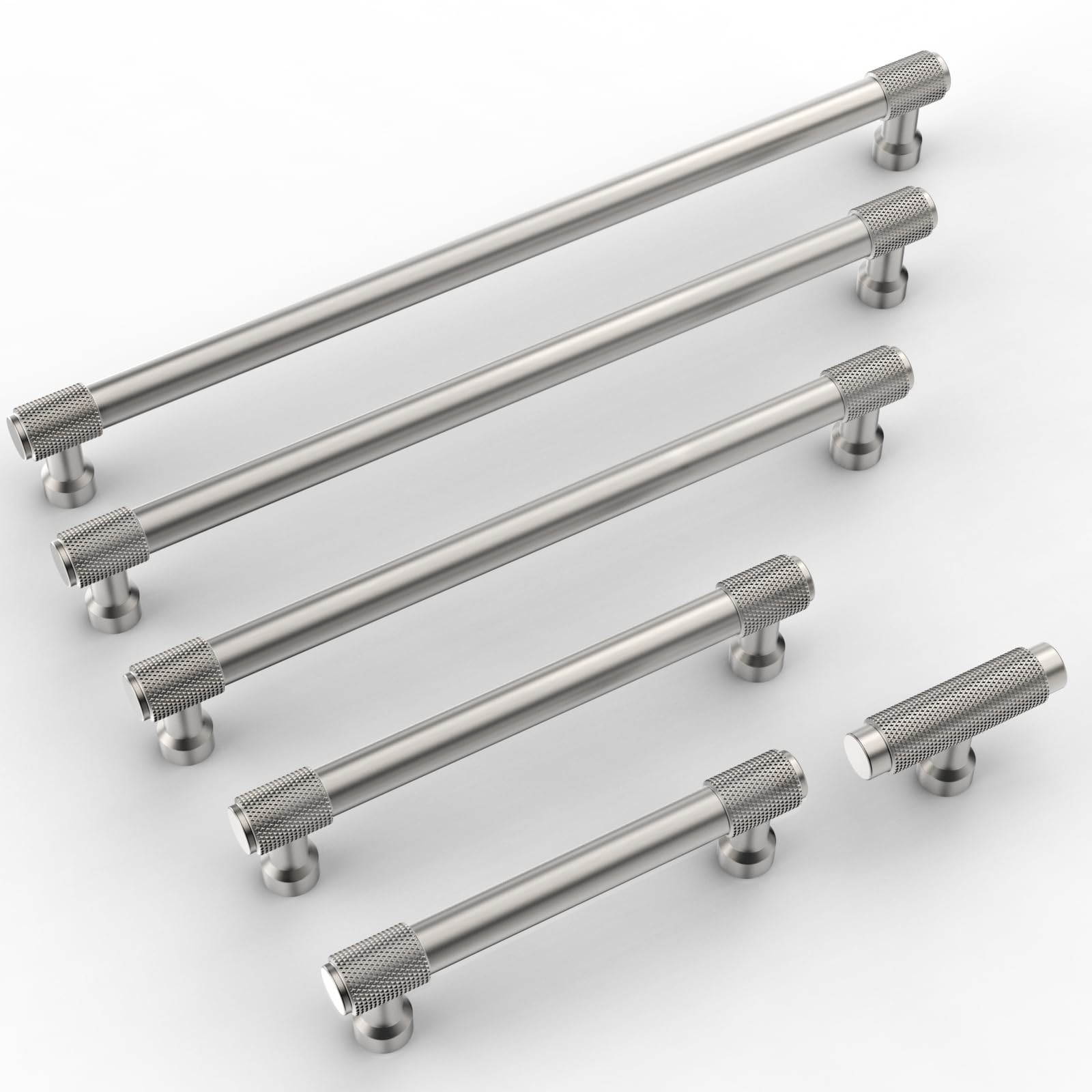 9Build 10 Pack Knurled Cabinet Pulls 7.5 Inch Brushed Satin Nickel Kitchen