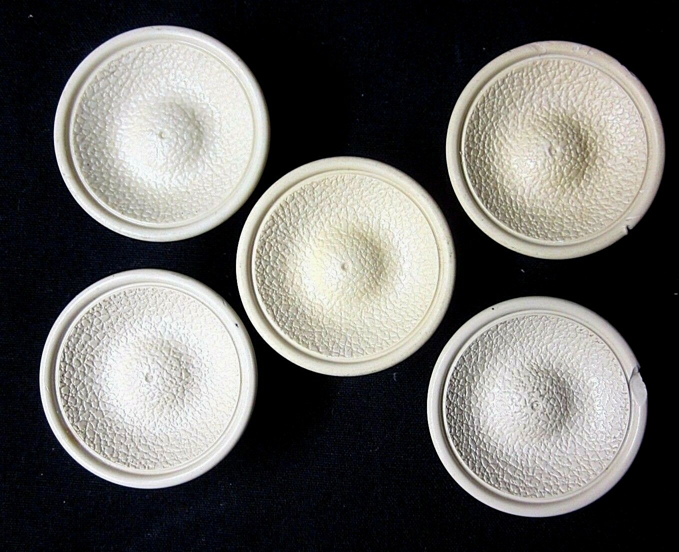 Beige Pebbled Concave Plastic 1940s Pull Knob Crackled Texture 1 Vtg MCM Retro