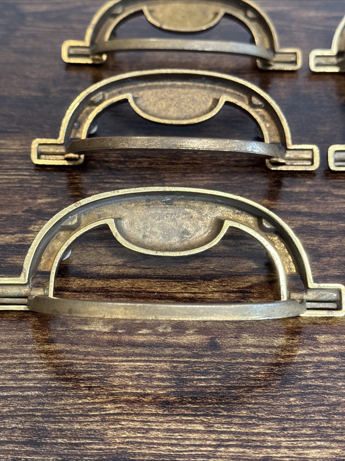 DREXEL ACCOLADE Brass Drawer Bail Pulls 6 Handles Campaign KBC N7231 – 3.5” CC