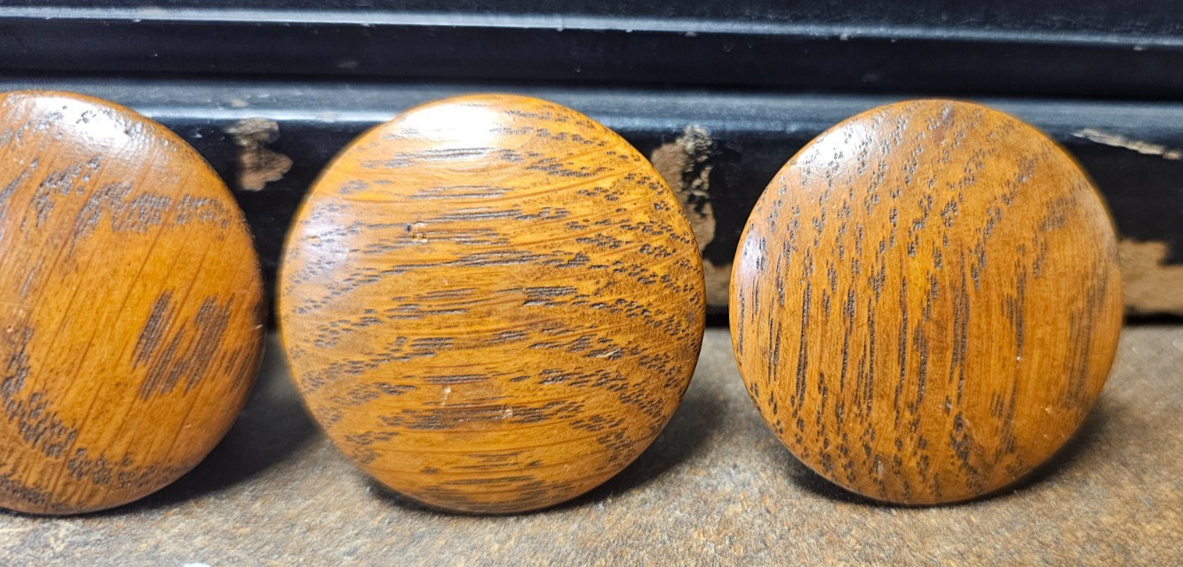 Lot Of 6 ( 1- 3/4) Inch Vintage Wood Used Drawer Pulls With Screws