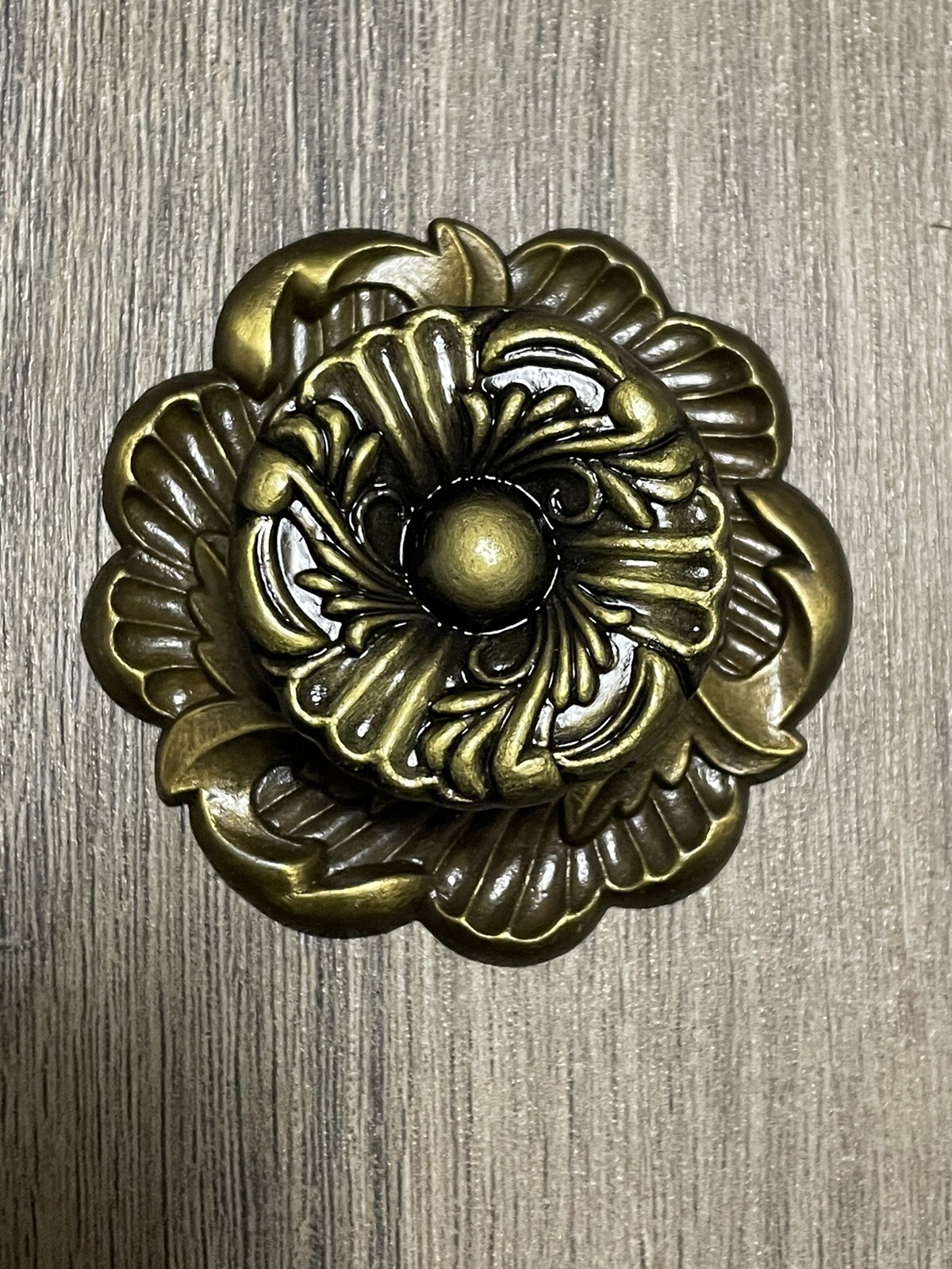 Vtg Two Piece Round Brass Drawer Cabinet Pull Knob Front and Back Plate Taiwan