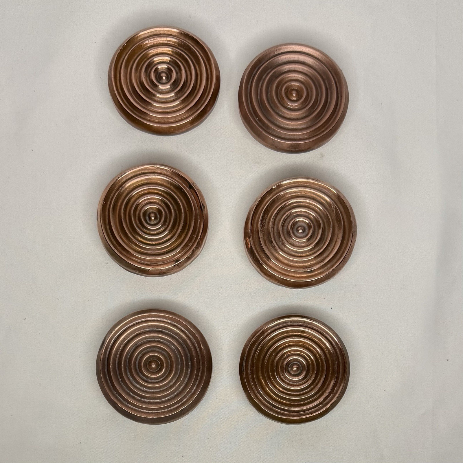 Antique Art Deco Copper Furniture Pulls Set Of 6 Marked Repurposed Gorgeous