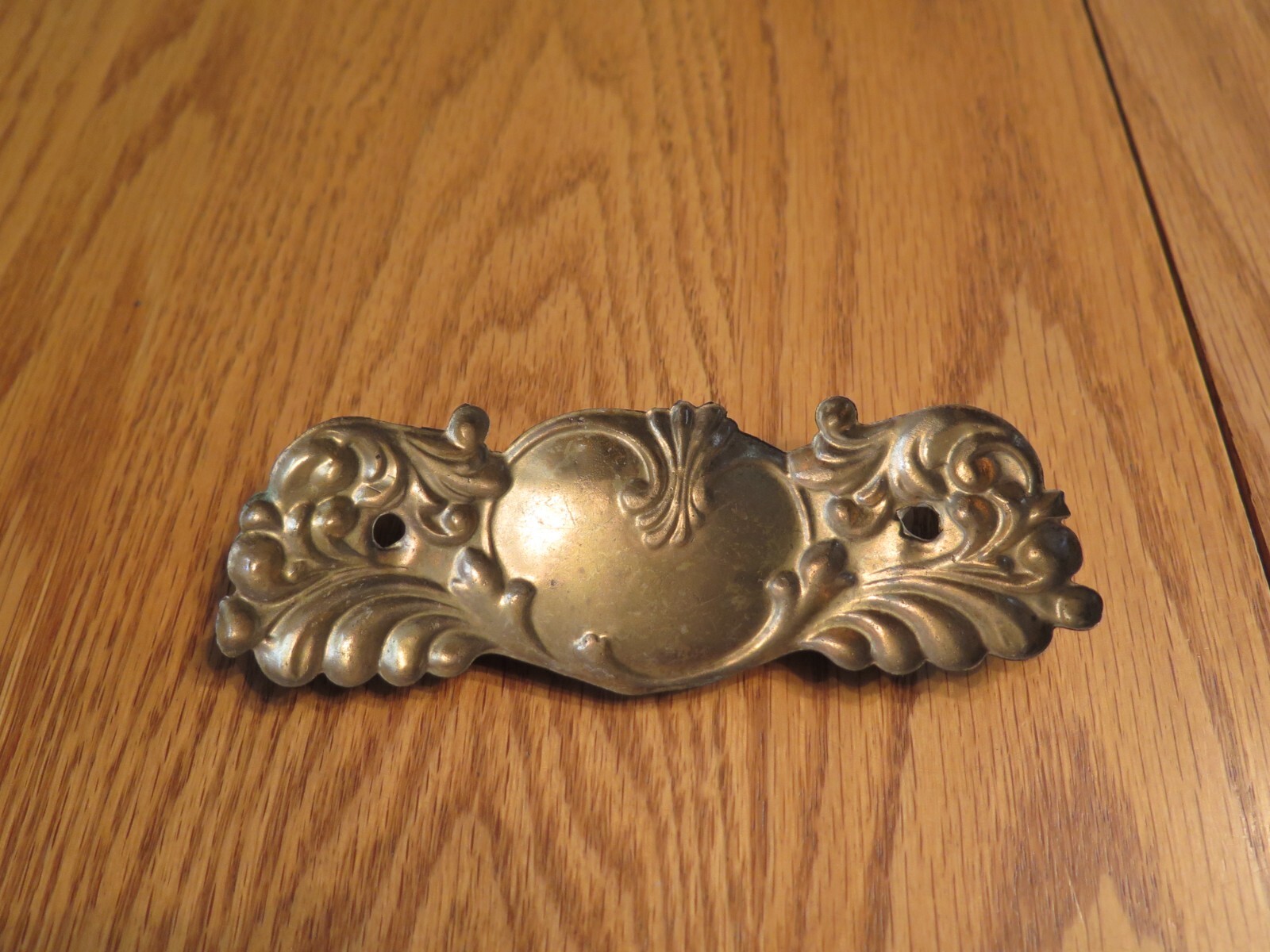 3 Vintage Brass? Dresser Cabinet Drawer Back Plate? Hardware Lightweight Salvage