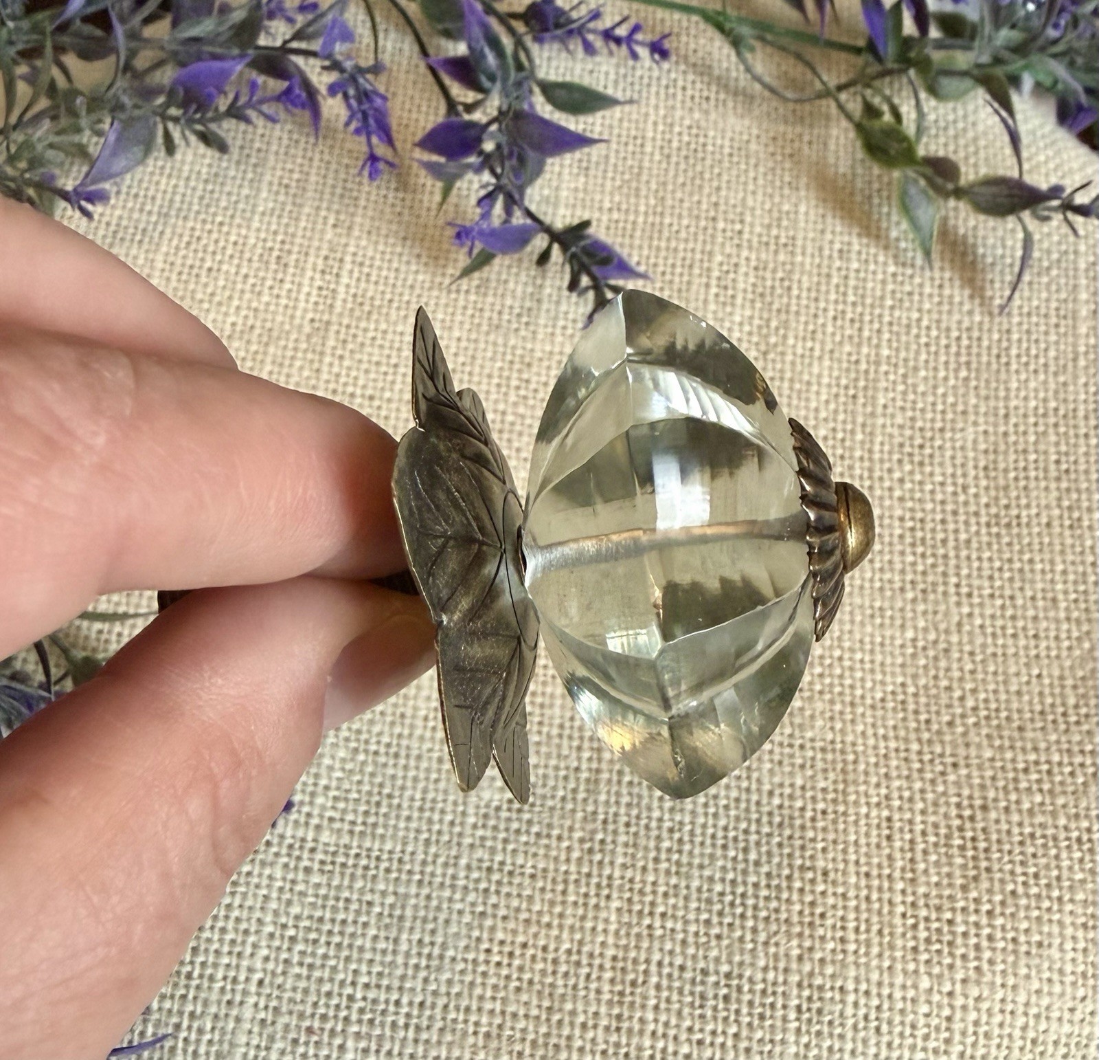 Antique Vintage Style Flower Clear Glass Cabinet Knobs Drawer Pulls Depression