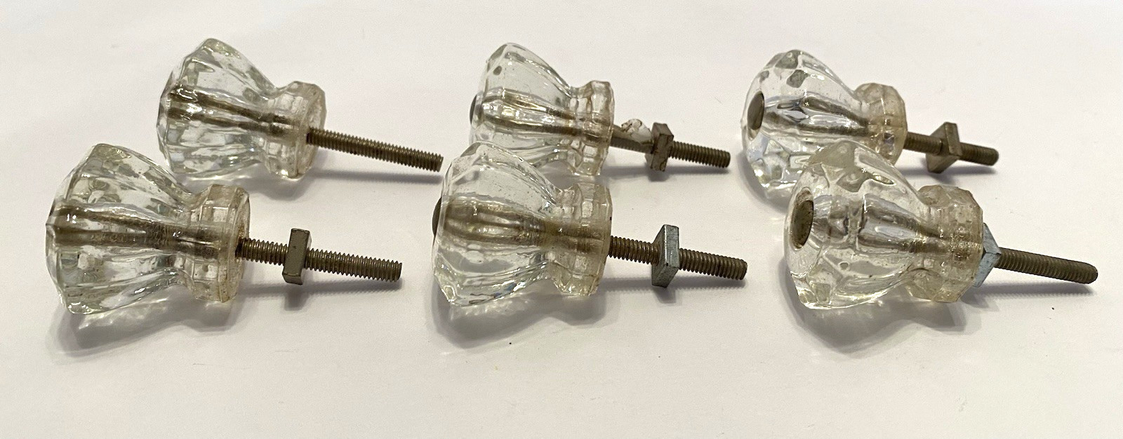 Set of 6 VTG Clear Glass 1″ x 1″ Cabinet/Drawer Pulls/Knobs