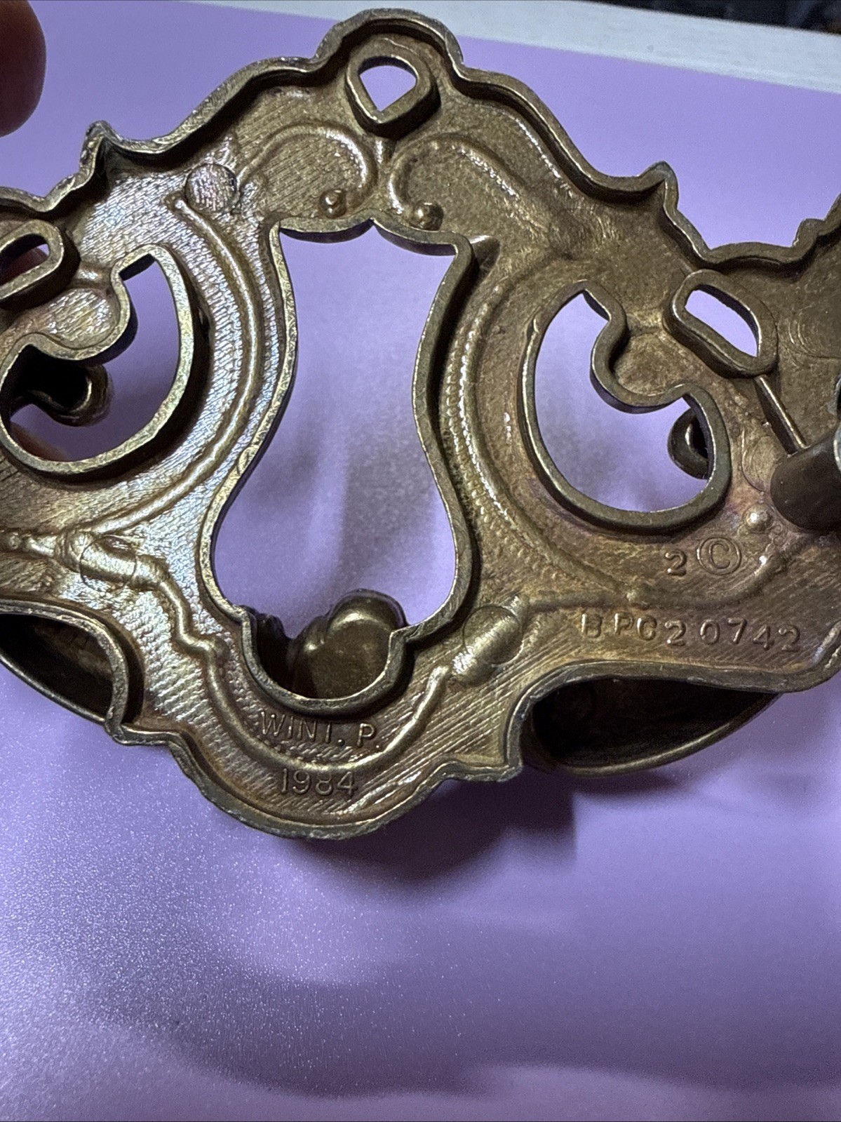 6 Lot Vintage Drawer Pull Brass 1984 Colonial Chippendale Hardware 4 3/4 X 2 3/4