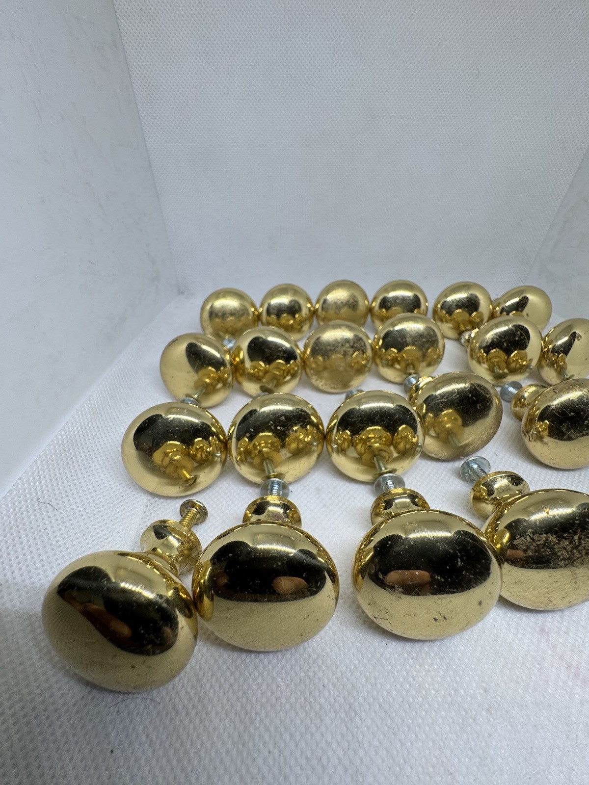 22 -matching vintage solid brass round drawer cabinet knobs pulls 1”x1”