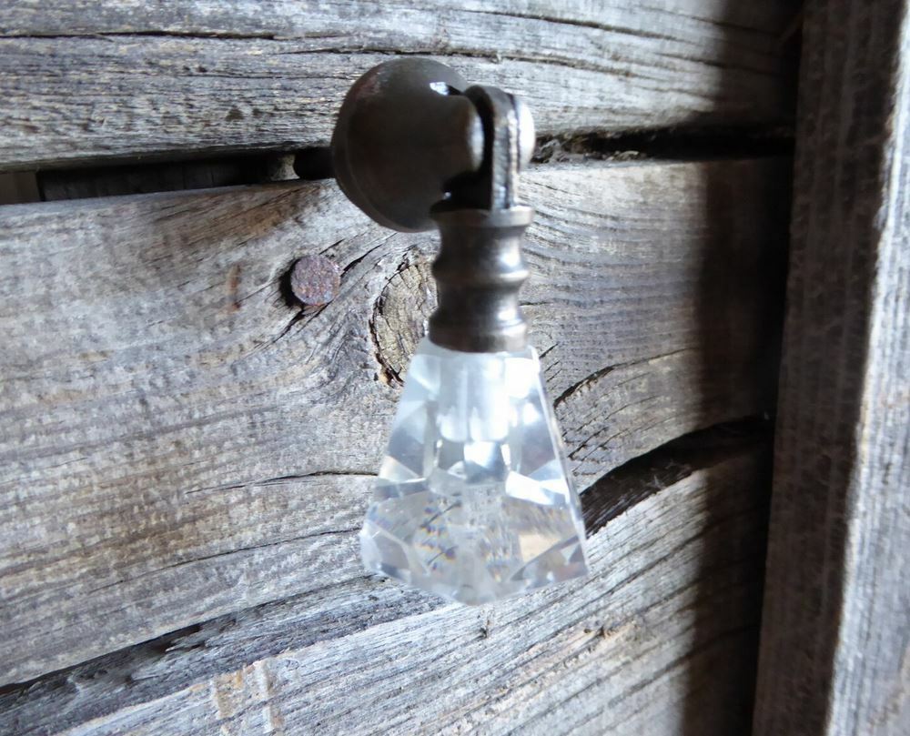 Vintage-Brass Teardrop Glass Drawer Pull Handle Furniture Cabinet Knob Hardware