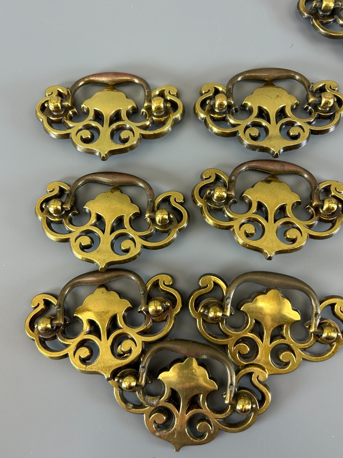 11 Keeler Brass Drawer Pulls Drop Bail Handle Chippendale Vintage Assorted Sizes