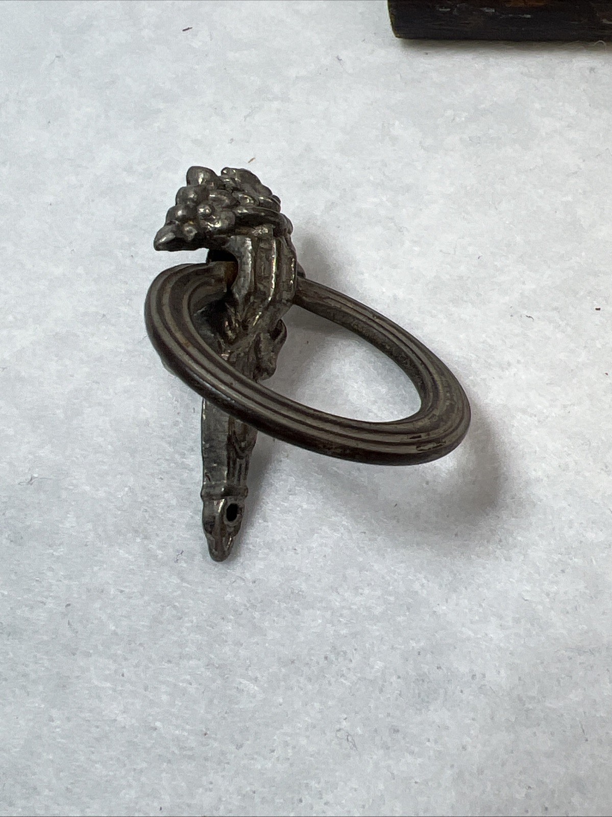 Antique Ornate Victorian Ring Drawer Pulls Nickel Steel Grapes