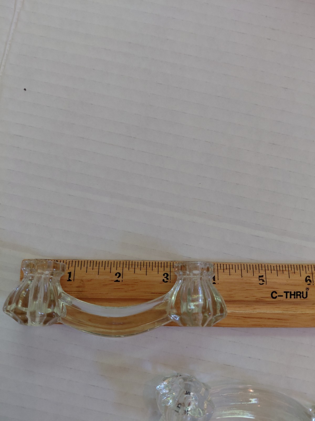 ANTIQUE CLEAR GLASS DRAWER PULLS – LOT OF 9 – 4″ WIDE – 1920’S