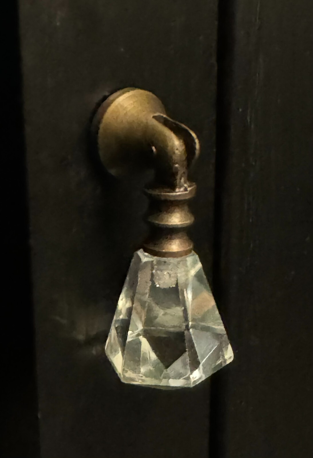 2 Vintage Hinge Tear Drop Clear Glass Furniture Hardware Door Drawer Knobs Pulls