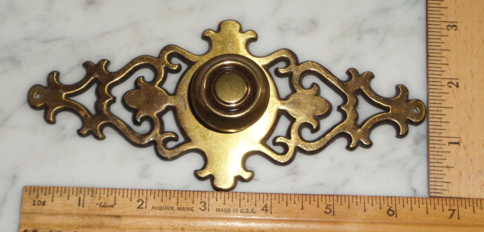 3 Vintage Brass Knob 728 & Brass Back Plate Amerock 1967 Door Drawer Pulls