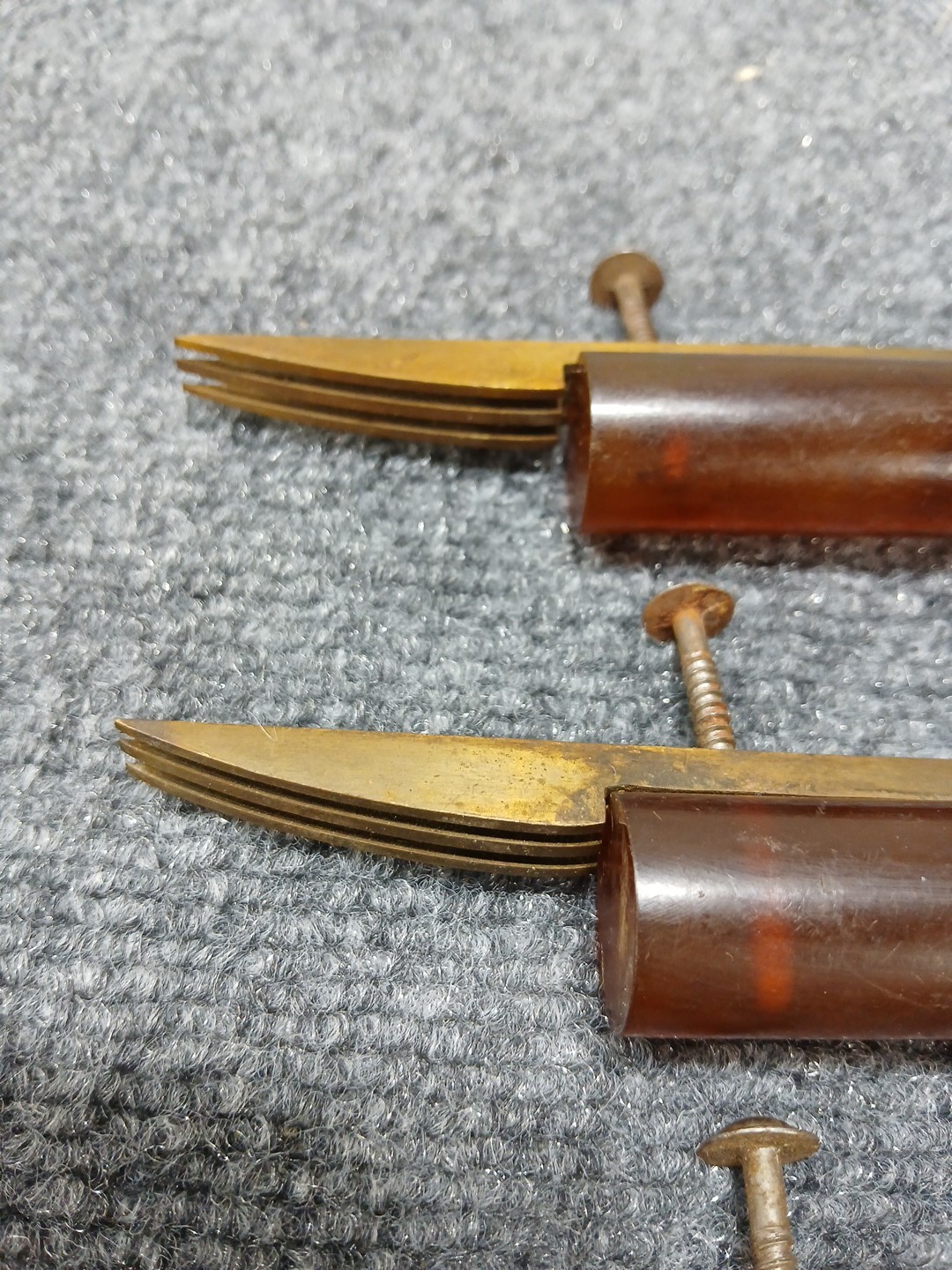 Vintage ANTIQUE Butterscotch Amber Bakelite Drawer Pulls Art Deco Brown