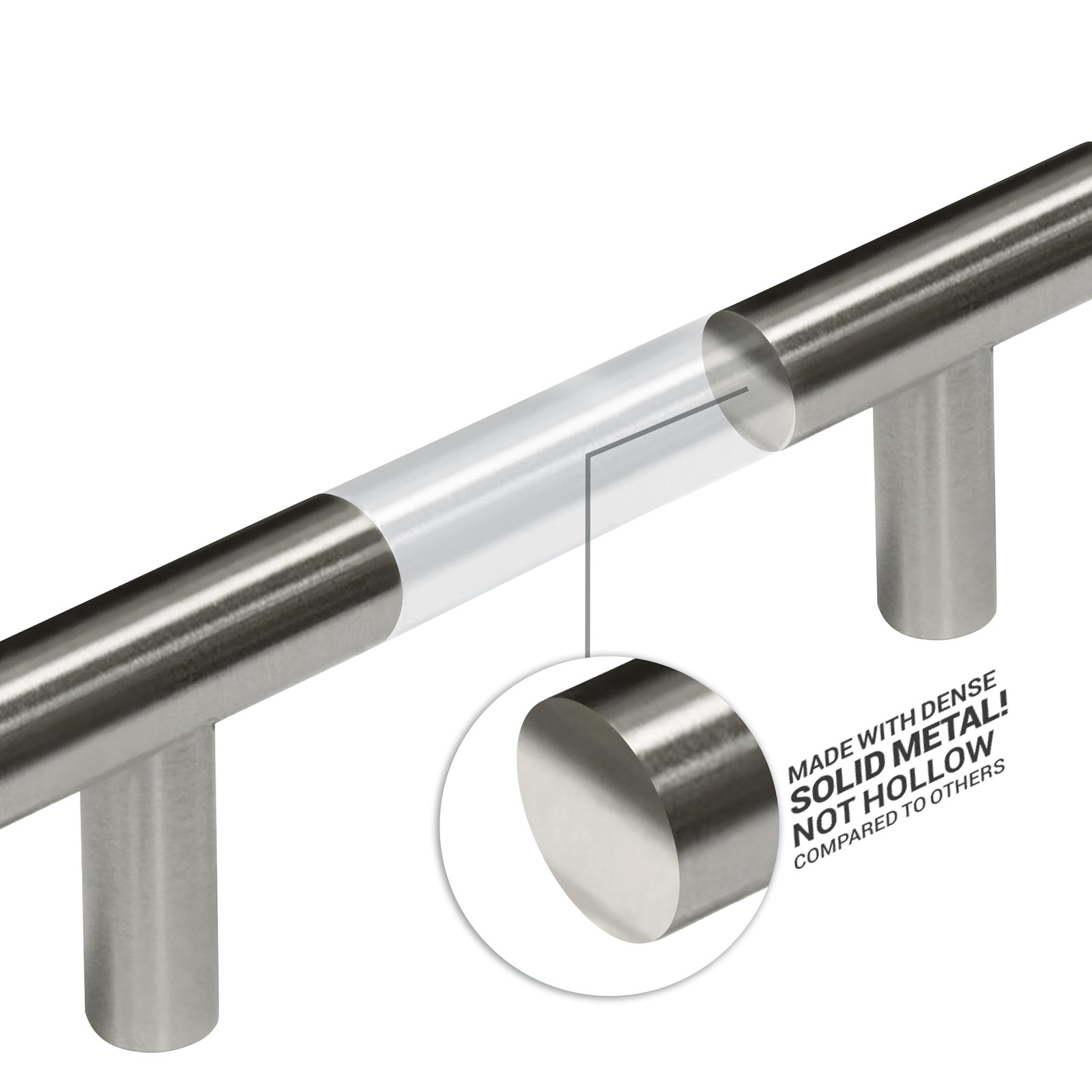 Rok 20 Pack Hardware Solid Steel Brushed Nickel Euro Style Handle 3 76.2Mm Hole