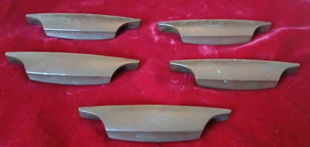 Set of Five (5) MCM Copper Drawer Pulls 3.5″ Across 1.75″ Centers Ajax? Amerock?