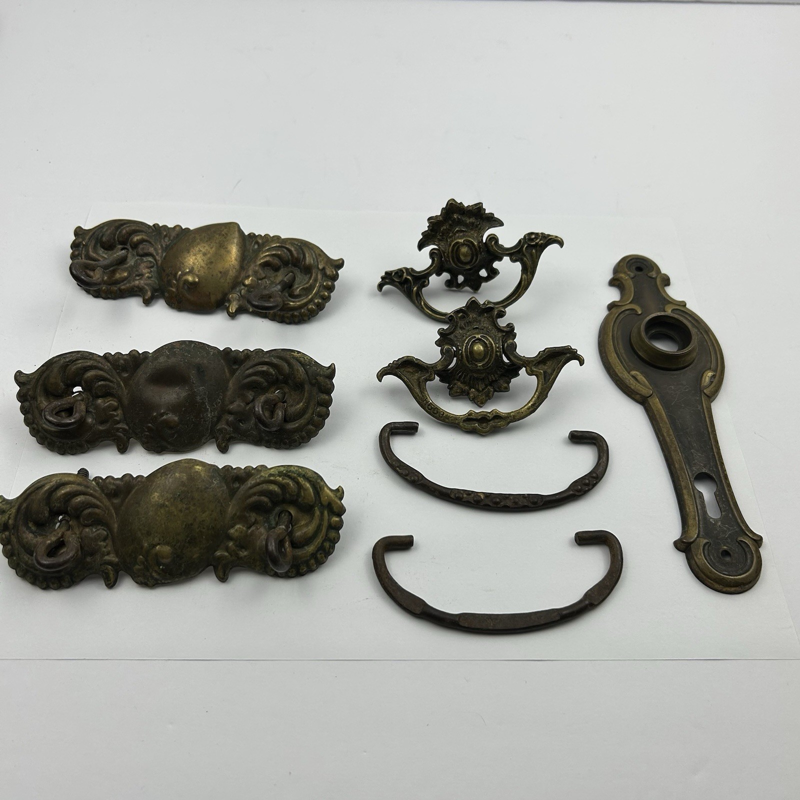 Antique Keeler Brass (KBC) H553 Drawer Pulls & Art Nouveau Hardware Salvage Lot