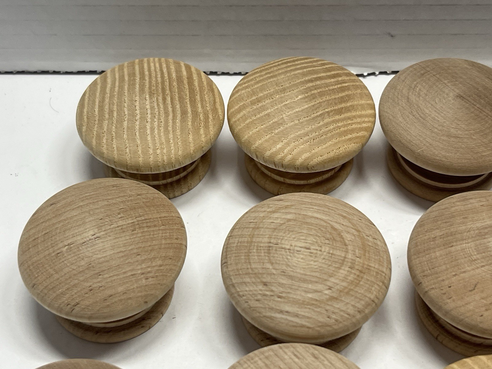 Vintage Lot (12) NOS Round Natural/Unfinished Fixed Wood Drawer/Cabinet Knobs