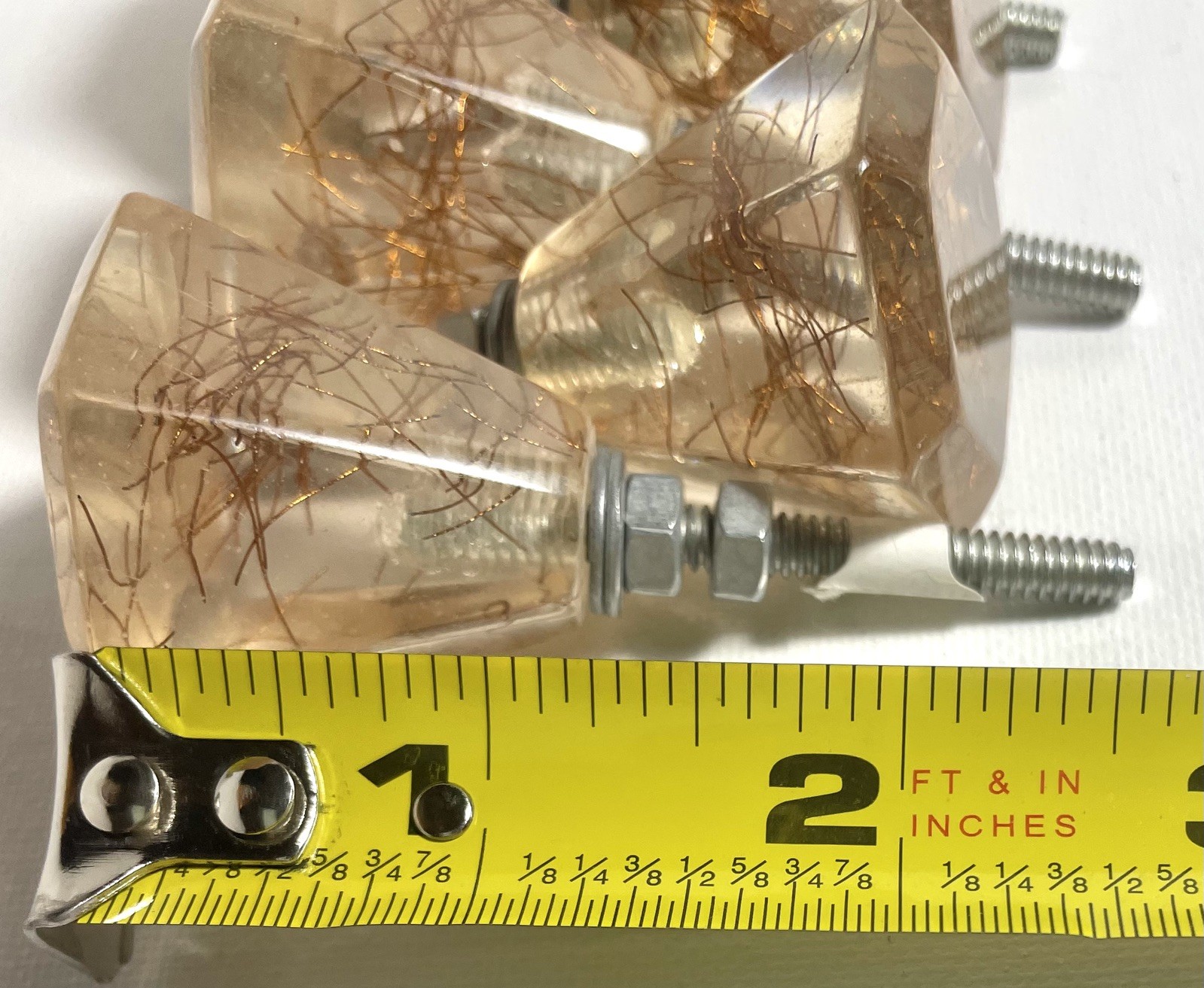 6 World Market clear Resin/Acrylic Copper threads hexagonal cabinet knobs,Pulls
