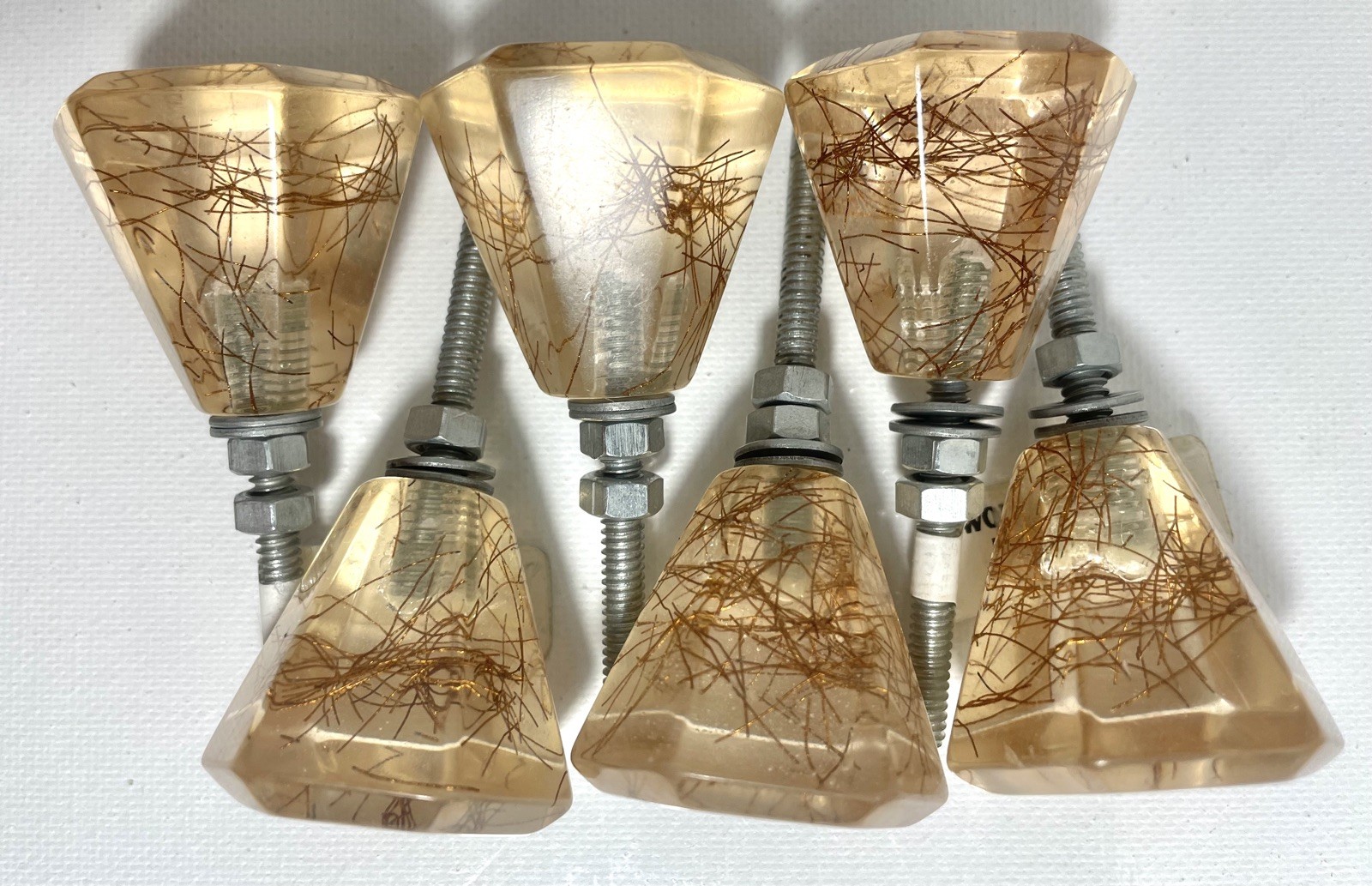 6 World Market clear Resin/Acrylic Copper threads hexagonal cabinet knobs,Pulls
