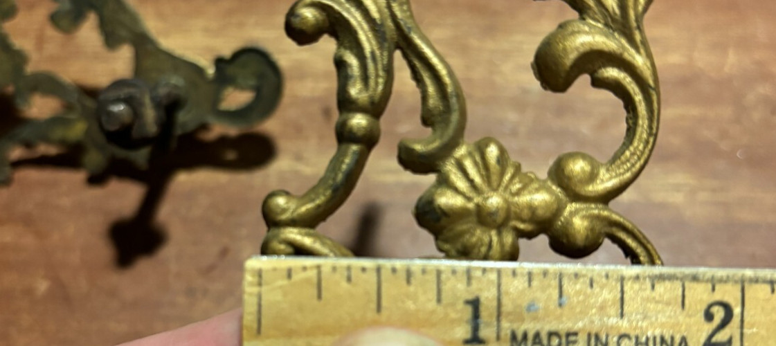 2 Vintage Antique Ornate Fancy Drop Bail Drawer Pulls & some parts. 3 inch CTC