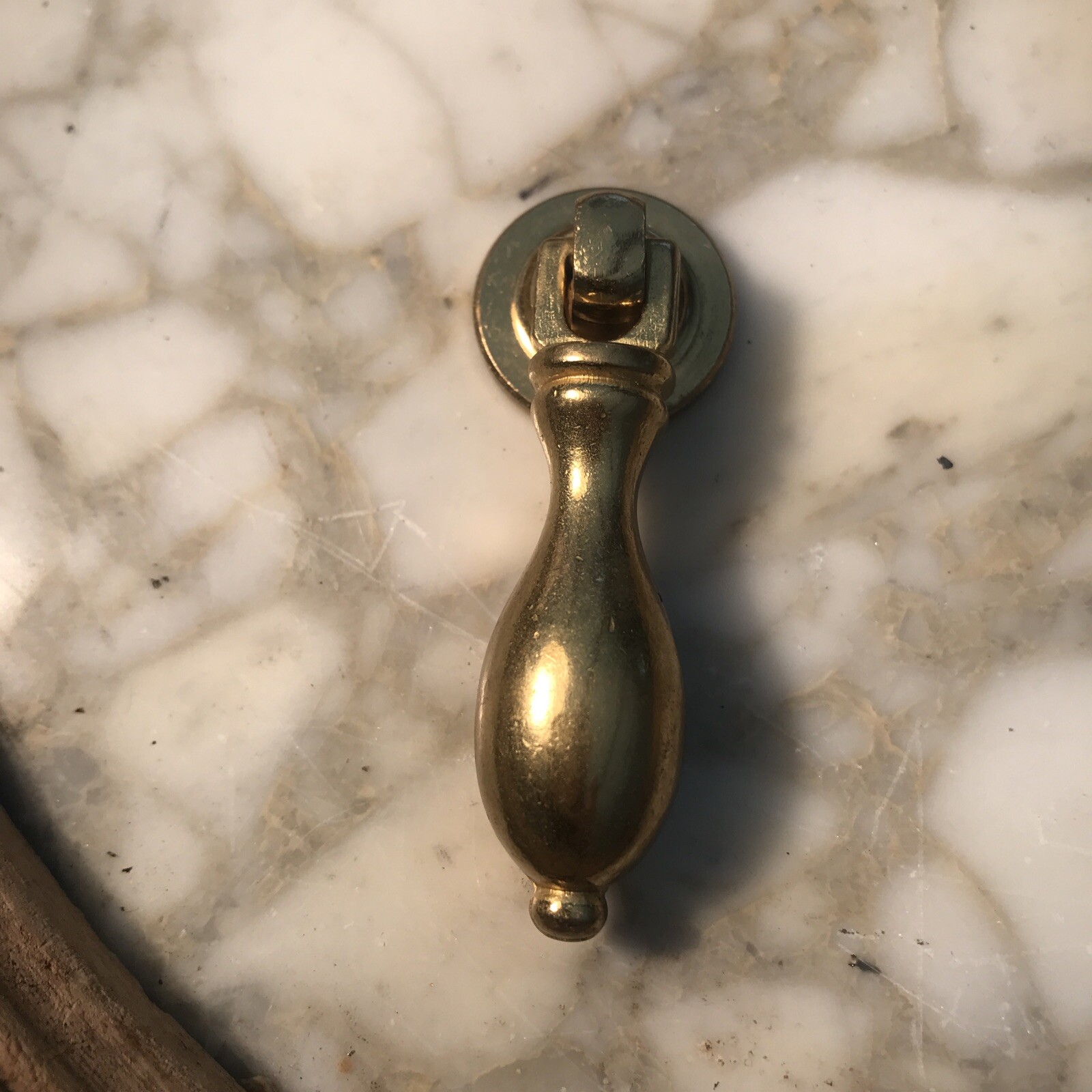 Vintage French drop Pull Polished brass Door Drawer Gold Knob Teardrop Cabinet