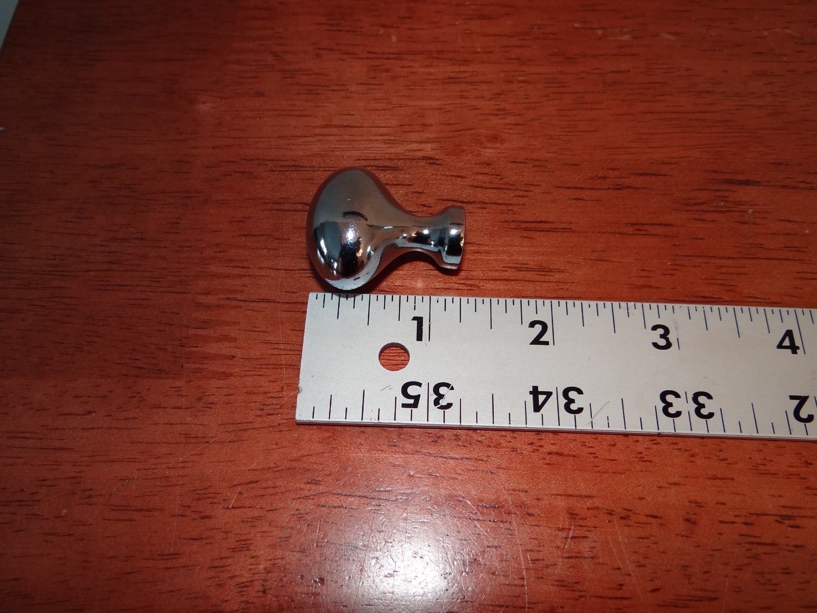 2 Small Vtg Round Polished Chrome Bulb Shaped Mushroom Cabinet Drawer Knobs