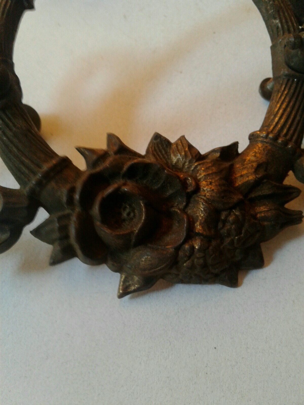 Antique / Vintage Drop Bail Pulls Drawer Pulls Ornate Brass Hardware Lot of 6