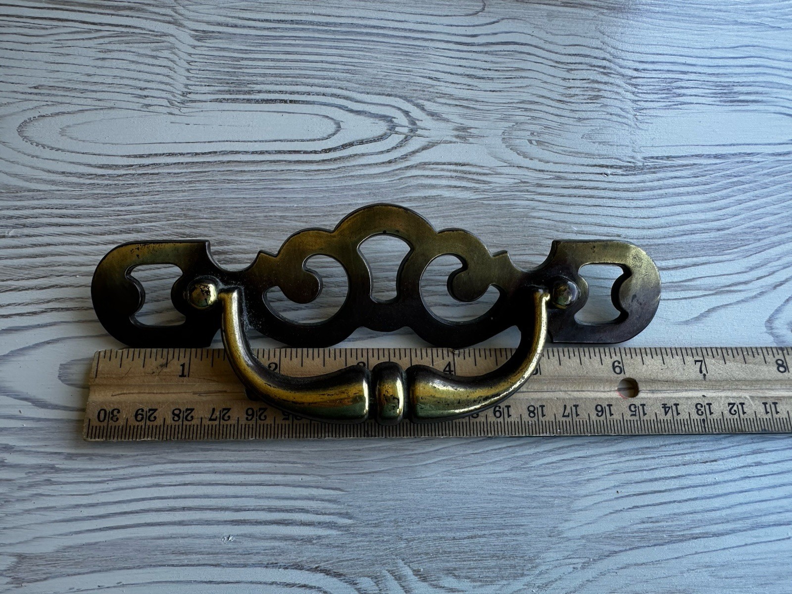 Vintage Brass Drawer Pull Furniture Restoration 6.25” Long