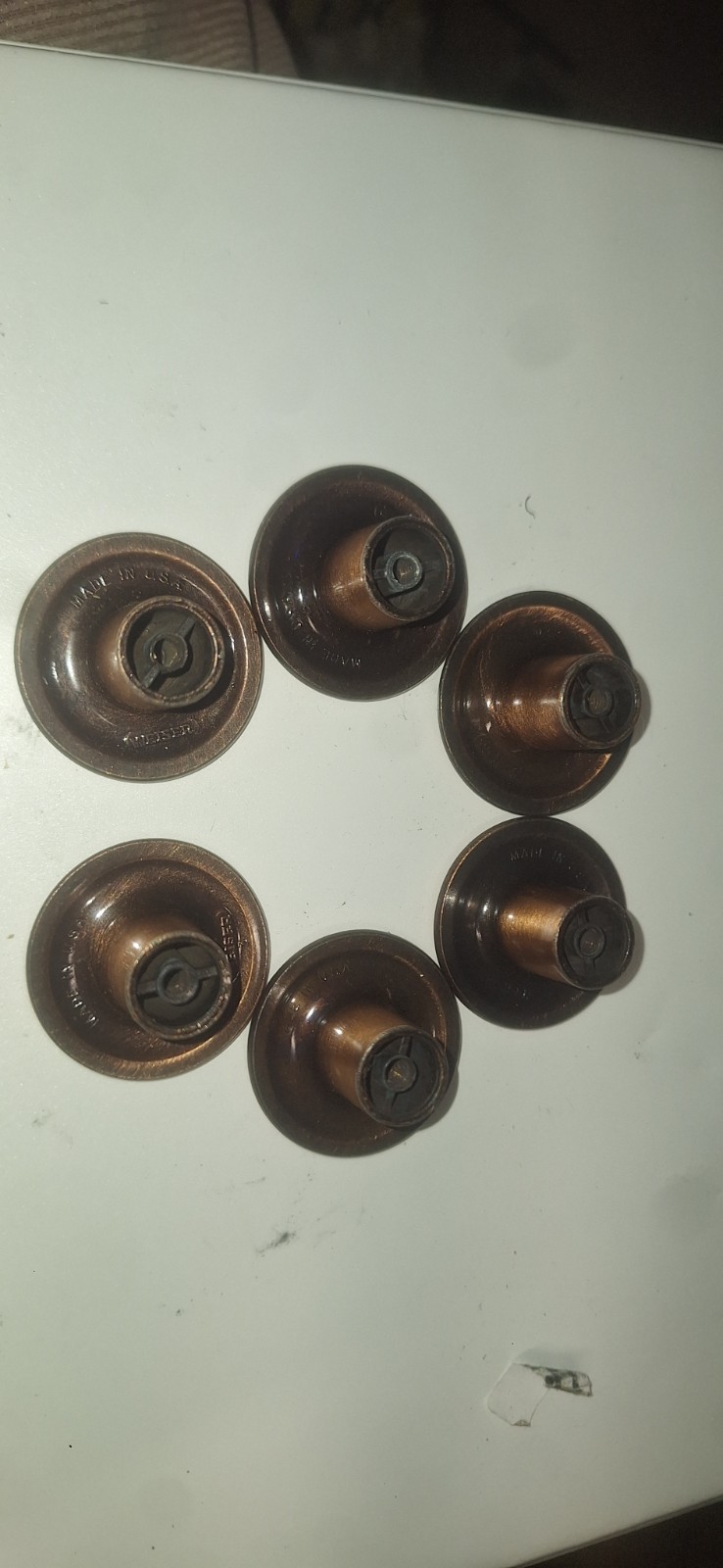 1 NOS Vintage Mid Century 1.5″ Brushed Copper Drawer Knob Cabinet Door Pull