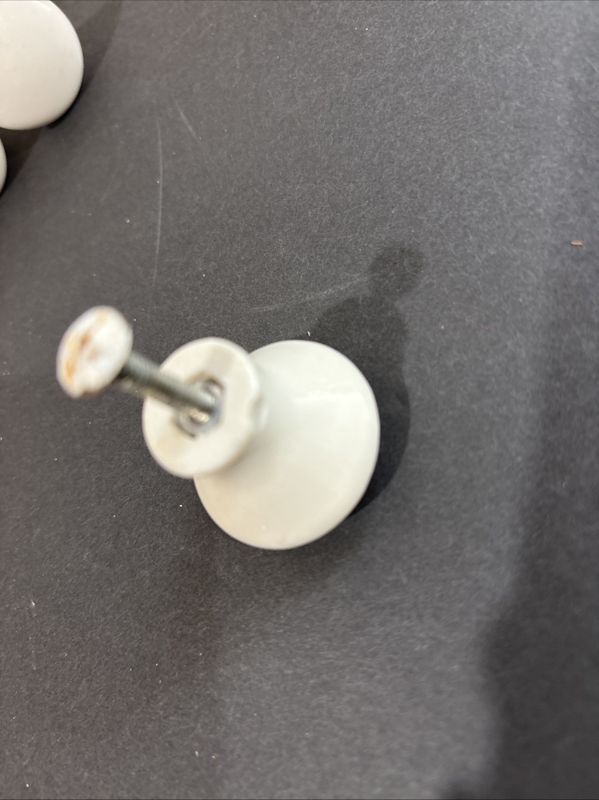 Vintage White Porcelain Drawer Pulls Knobs with Screws Set 13 1.25” Round
