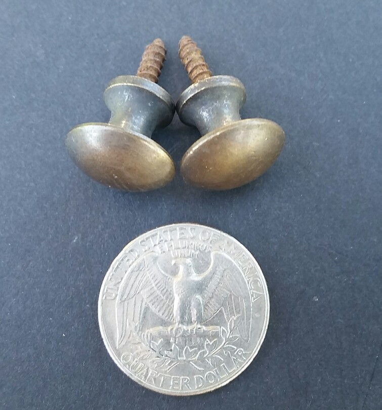 Pair (2) Solid Brass Stacking Barrister Bookcase Hoosier 5/8″ Knobs Pulls #K2