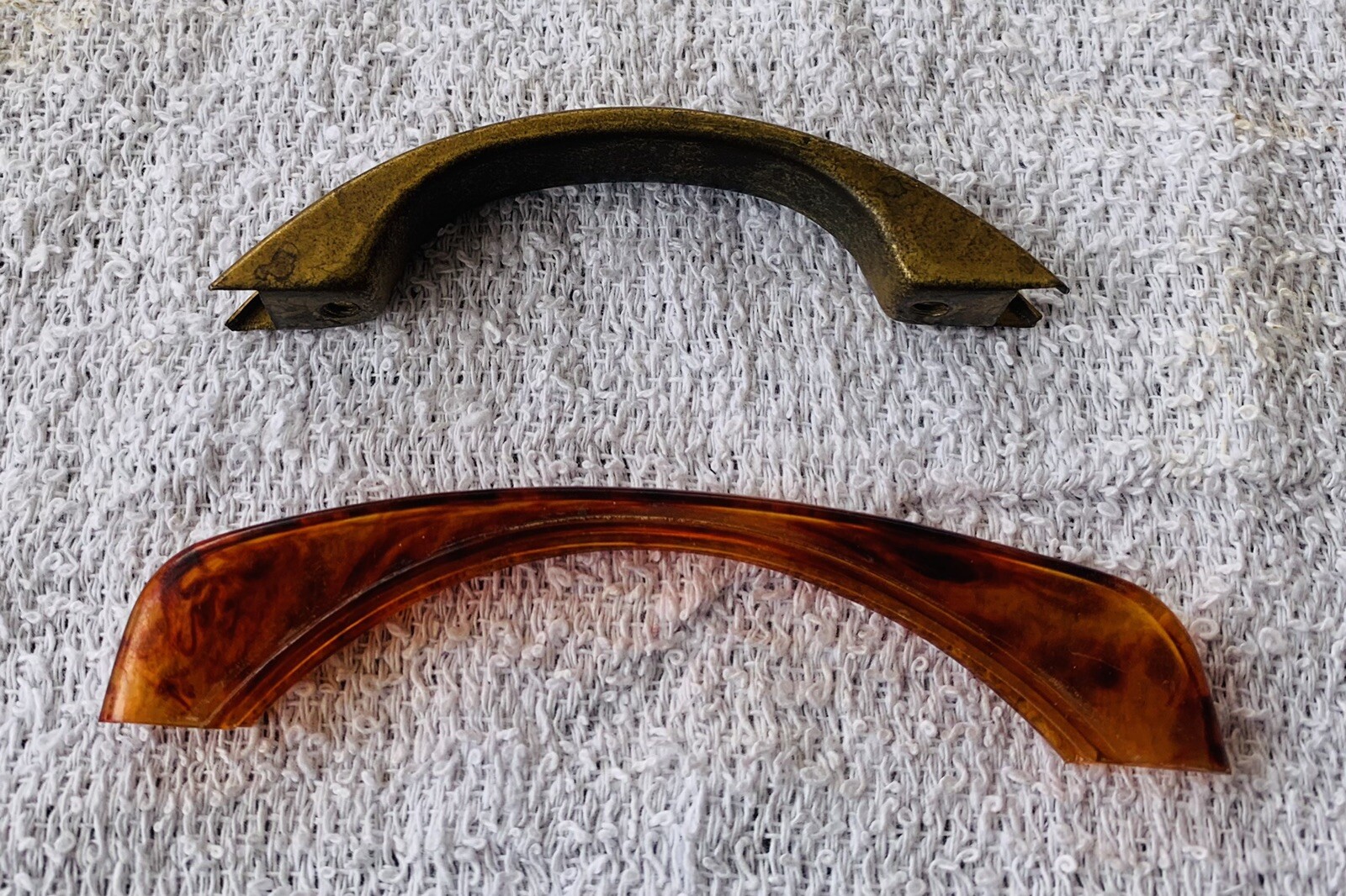 2 3/4”centers Brass Antique Hardware Art Deco Tortoise Bakelite Drawer Pull