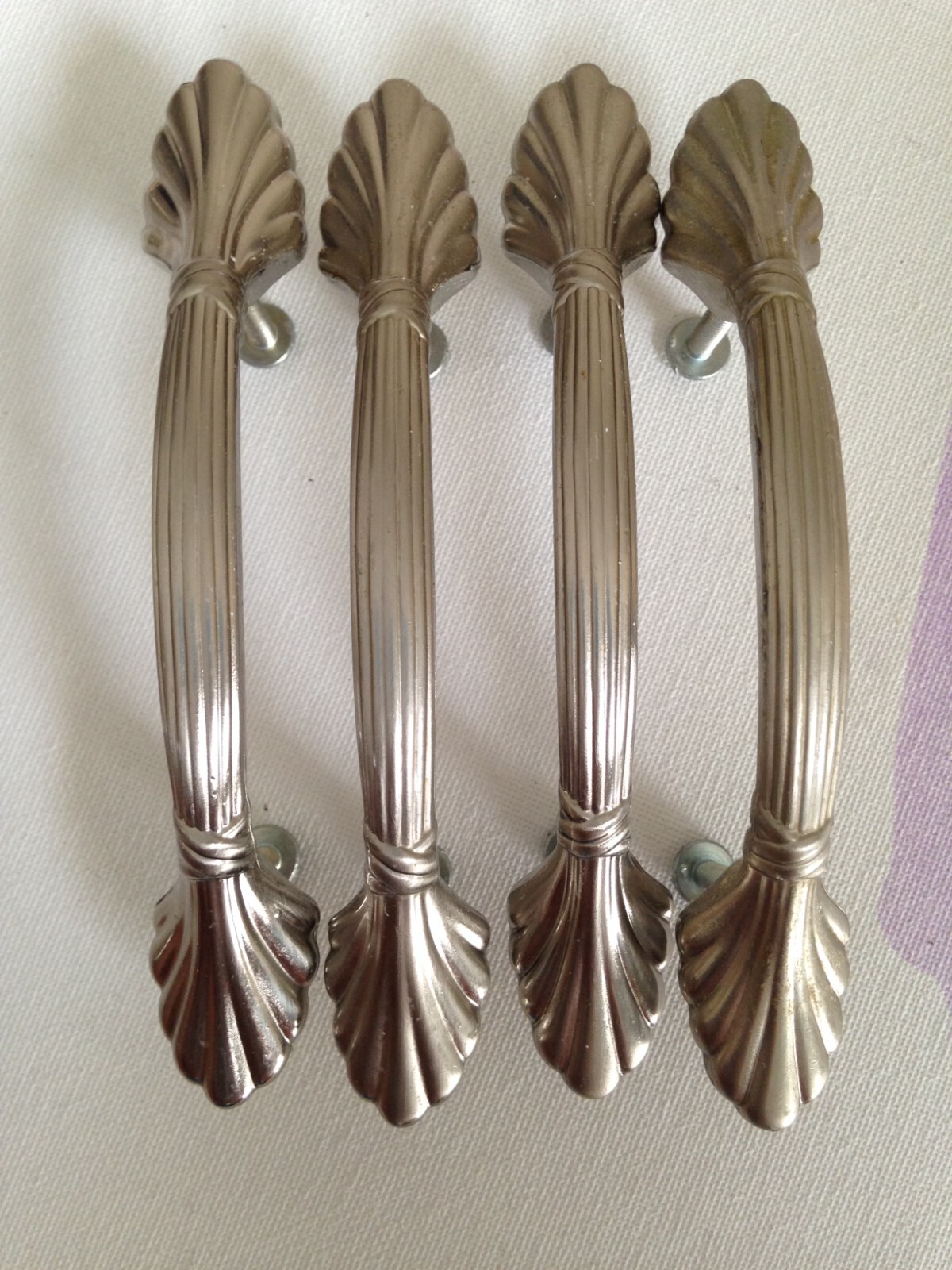 Vintag Art Deco Silver Tone Drawer Pulls Dresser Handle Set of 4 Pat No D355 839